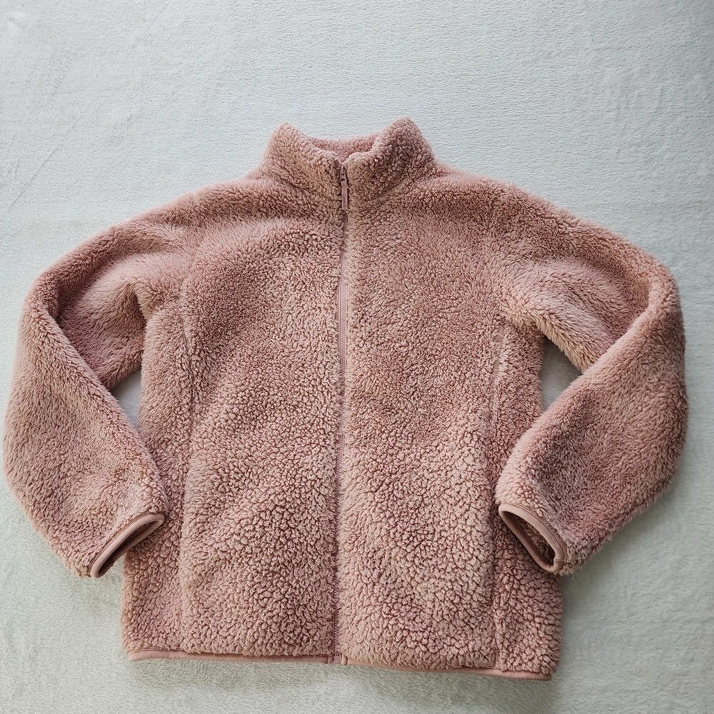 Uniqlo Fluffy Yarn Fleece Full-Zip Jacket Girls 13 Pink‎ Sherpa Teddy Outdoor